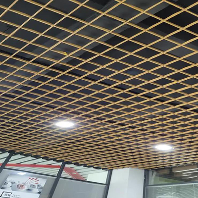 Gạch trần kim loại 100x100 Lưới tản nhiệt Khoảng cách bằng nhôm di động Trang trí trần nhà